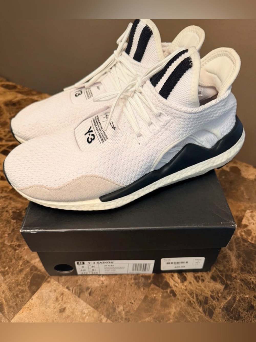 Y-3 Saikou AC7195 Men’s White/Black Low-Top Sneakers Lace-Up